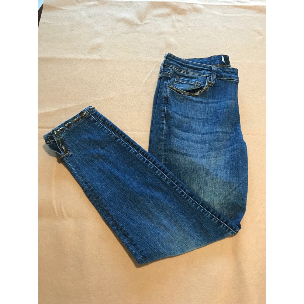 KUT from the Kloth Donna Ankle Skinny Jeans Blue Studded Hem Size 12